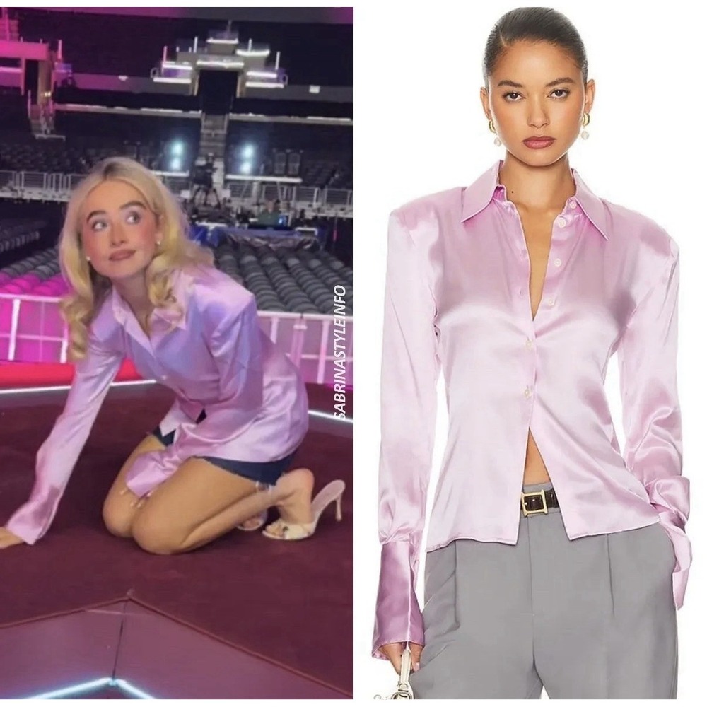 Helsa NWT $288 The Silk Charmeuse Shirt in Cherry Blossom Size XXS